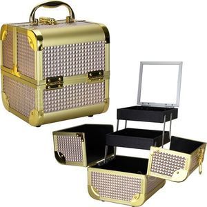 Holographic Ice Cube Mini Makeup Organizer Train Case with Mirror & 2 Tier Exten